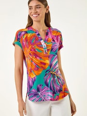 Roman Blue Leaf Print ITY Shirt - Image 4 of 5