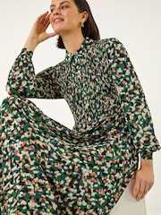 فستان متوسط الطول بكشكشة وطبعة منقّطة من Roman - Image 1 of 5