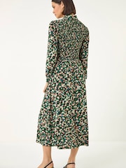 فستان متوسط الطول بكشكشة وطبعة منقّطة من Roman - Image 3 of 5