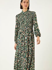 فستان متوسط الطول بكشكشة وطبعة منقّطة من Roman - Image 4 of 5