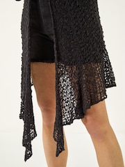 Roman Black Popcorn Knit Longline Cardigan - Image 6 of 6