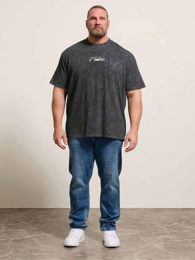 BadRhino Big & Tall Black Acid Wash Golf GTI T-Shirt - Image 2 of 7