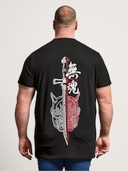 BadRhino Big & Tall Black Long Longline Sword Split T-Shirt - Image 2 of 7