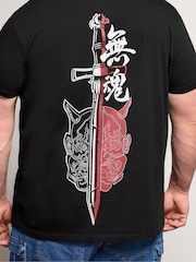 BadRhino Big & Tall Black Long Longline Sword Split T-Shirt - Image 4 of 7