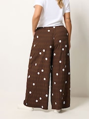 Yours Curve Brown Polka Dot Woven Printed Trousers - Image 2 of 5