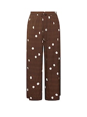 Yours Curve Brown Polka Dot Woven Printed Trousers - Image 5 of 5
