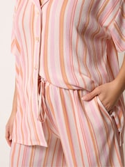 Yours Curve Orange Textured Stripe Shorts - Image 4 of 5