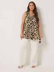 Yours Curve Natural Pleated Front Vest Top - Image 3 of 5