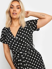 Yours Curve Polka Dot Print Maxi Wrap Dress - Image 1 of 5