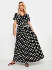 Yours Curve Polka Dot Print Maxi Wrap Dress - Image 3 of 5