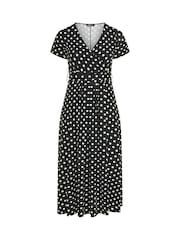 Yours Curve Polka Dot Print Maxi Wrap Dress - Image 5 of 5