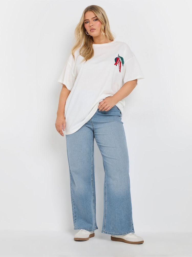 Yours Curve Light Blue Short Wide Leg Stretch Jeggings - Image 2 of 5