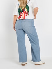 Yours Curve Light Blue Short Wide Leg Stretch Jeggings - Image 3 of 5