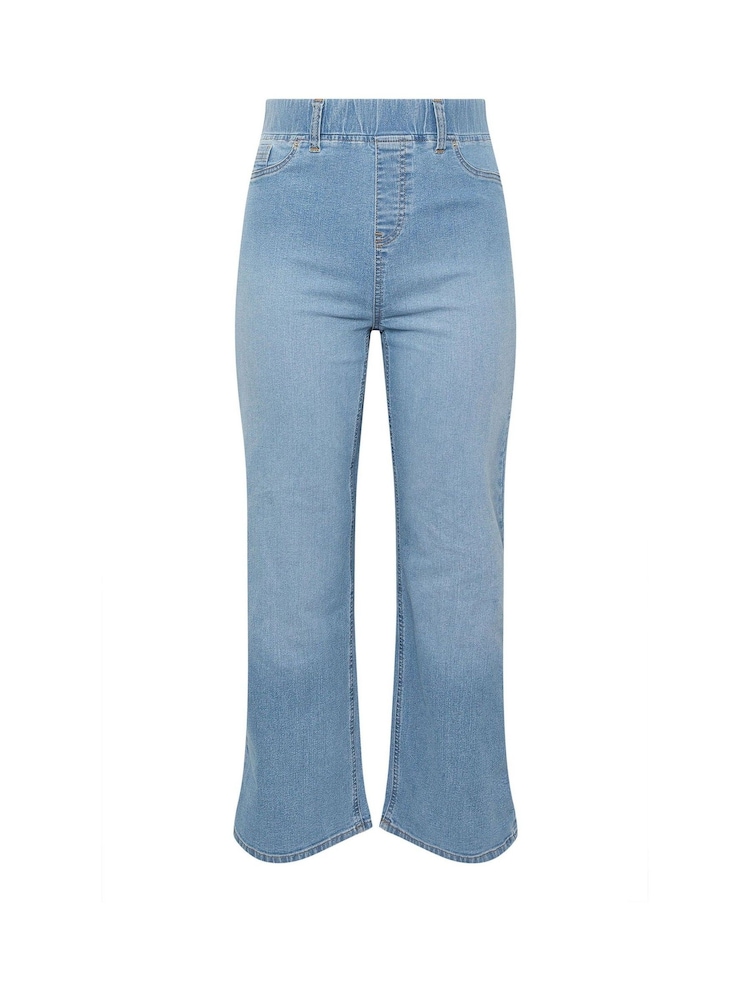 Yours Curve Light Blue Short Wide Leg Stretch Jeggings - Image 5 of 5