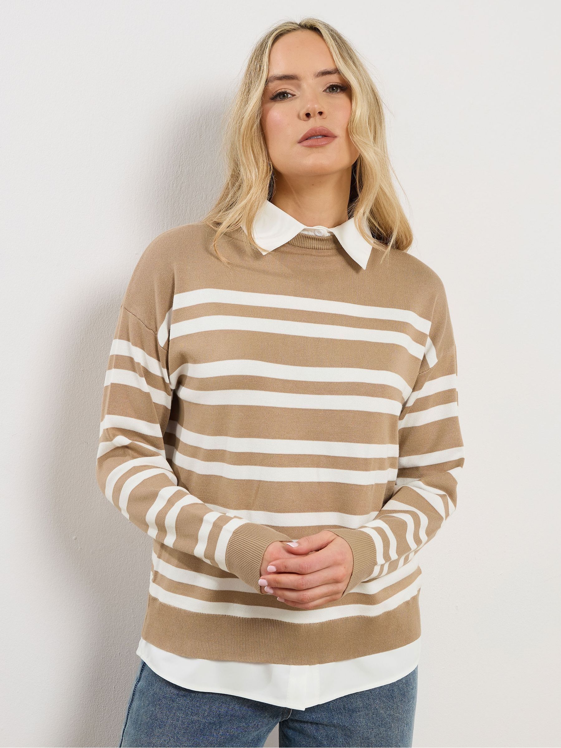 Long Tall Sally Women's Medium Beige Tall 2-In-1 Jumper In | Size: 8/10 - Image 2