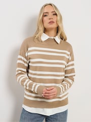 Long Tall Sally Natural Stripe 2-In-1 Jumper - Image 1 of 5