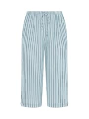 Yours Curve Blue Stripe Linen Look Cropped Trousers - Image 5 of 5