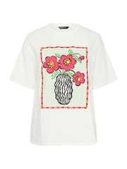 Yours Curve White Relaxed Placement T-Shirt - Image 5 of 5
