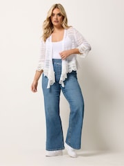 Yours Curve White Waterfall Cardigan - Image 2 of 5