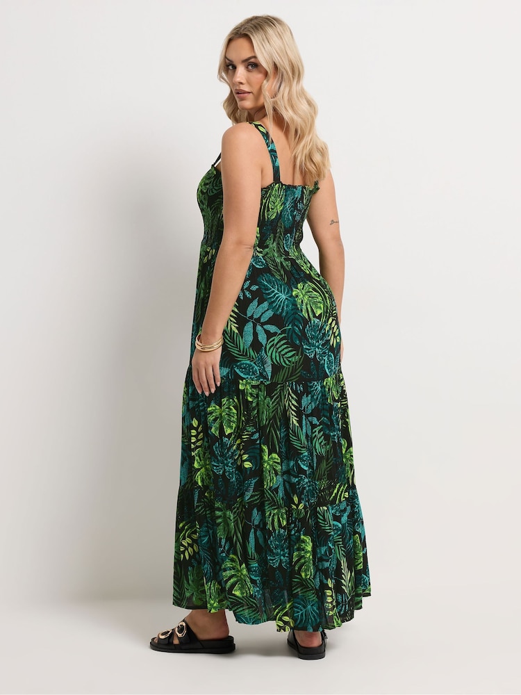 Yours Curve Black Shirred Maxi Dress - Image 2 of 5 Yours Curve Black Shirred Maxi Dress - Image 2 of 5