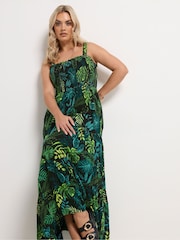 Yours Curve Black Shirred Maxi Dress - Image 3 of 5