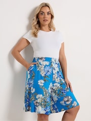 Yours Curve Blue Trailing Floral Shorts - Image 1 of 5