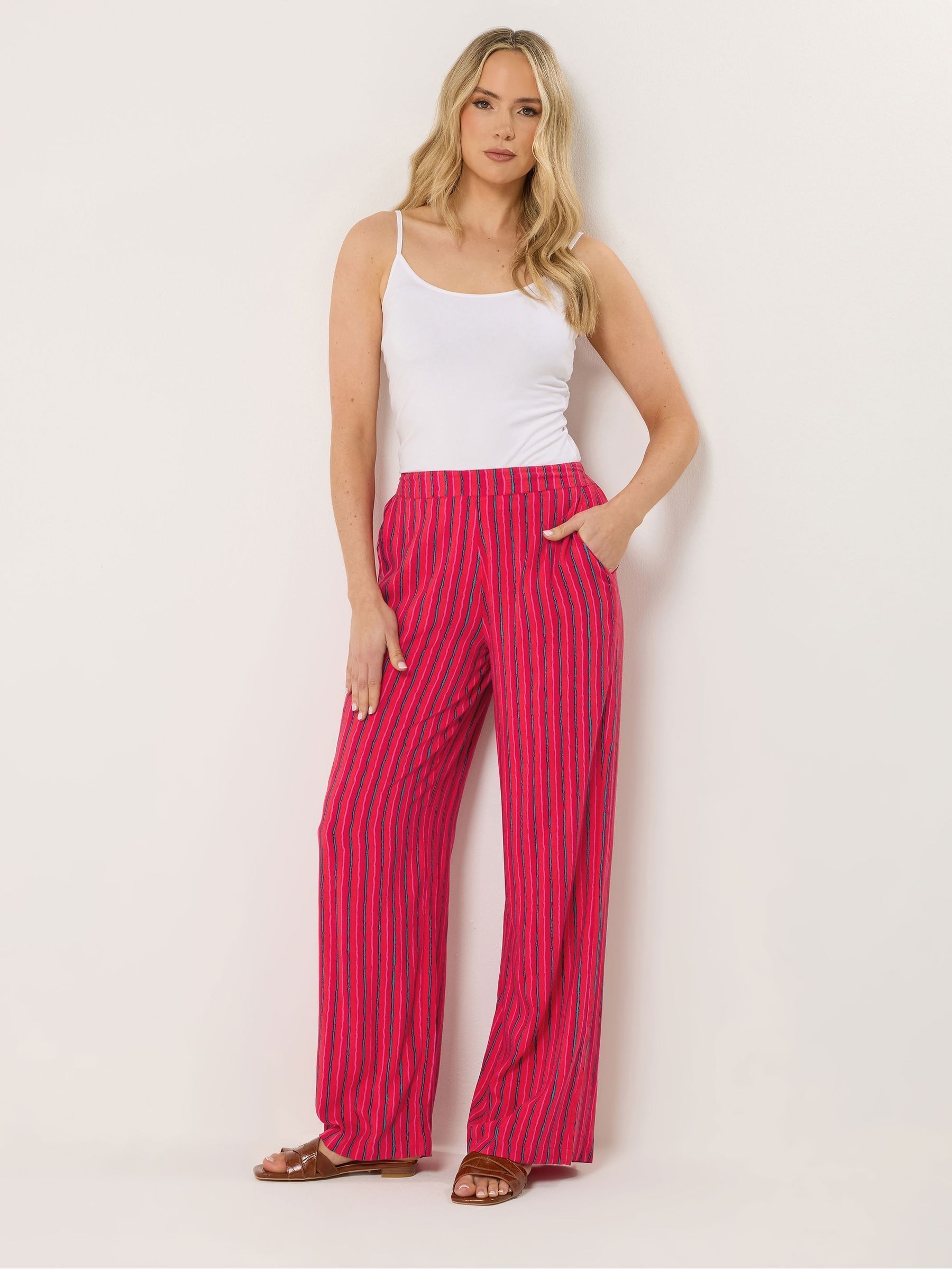 Long Tall Sally Women's Red Stripe Wide Leg Trousers