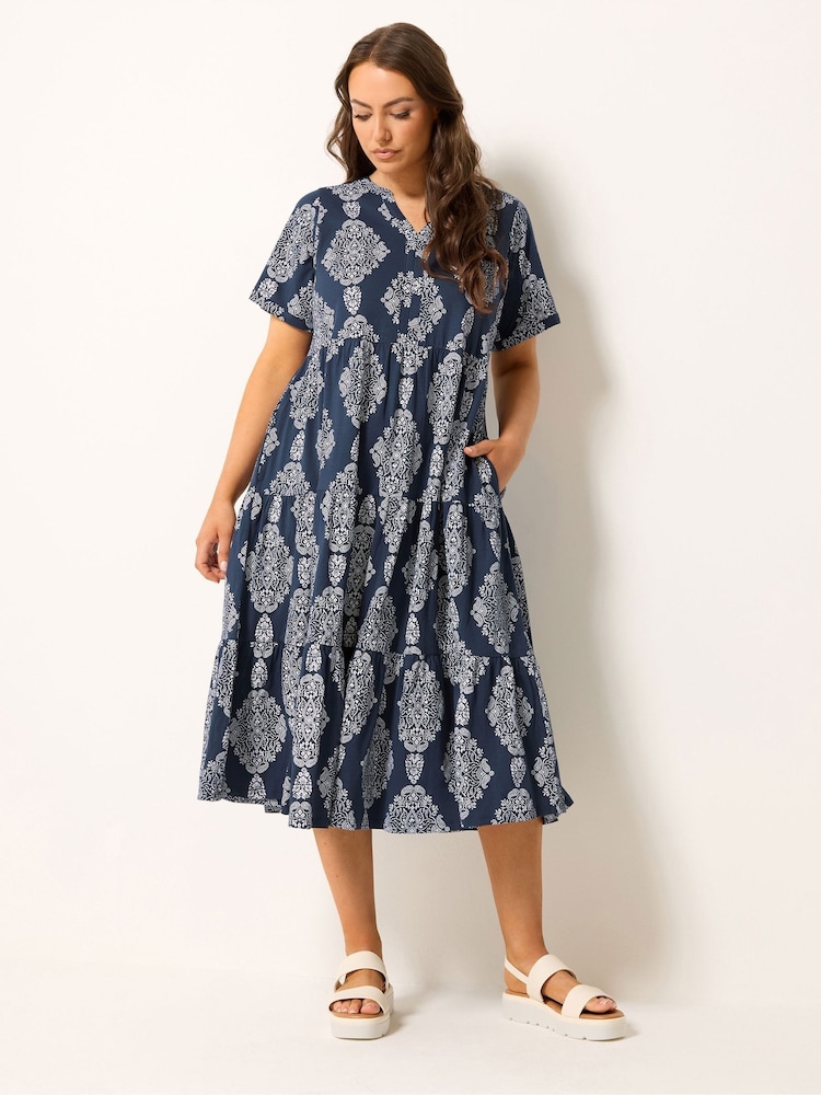 Μπλε - Yours Curve Φόρεμα μάξι με επίπεδα - Εικόνα 2 από 5