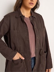Yours Curve Brown Twill Carpenter Jacket - Image 4 of 5