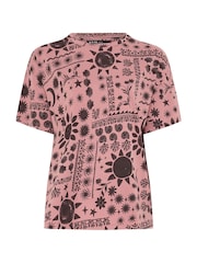 Yours Curve Brown Sun Patch Stepped Hem Boxy T-Shirt - Image 5 of 5