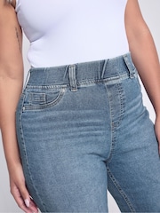 Yours Curve Blue Short Wide Leg Jeggings - Image 3 of 6