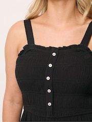 Yours Curve Black Shirred Placket Dress - Image 4 of 5