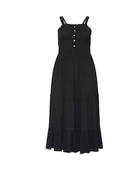 Yours Curve Black Shirred Placket Dress - Image 5 of 5