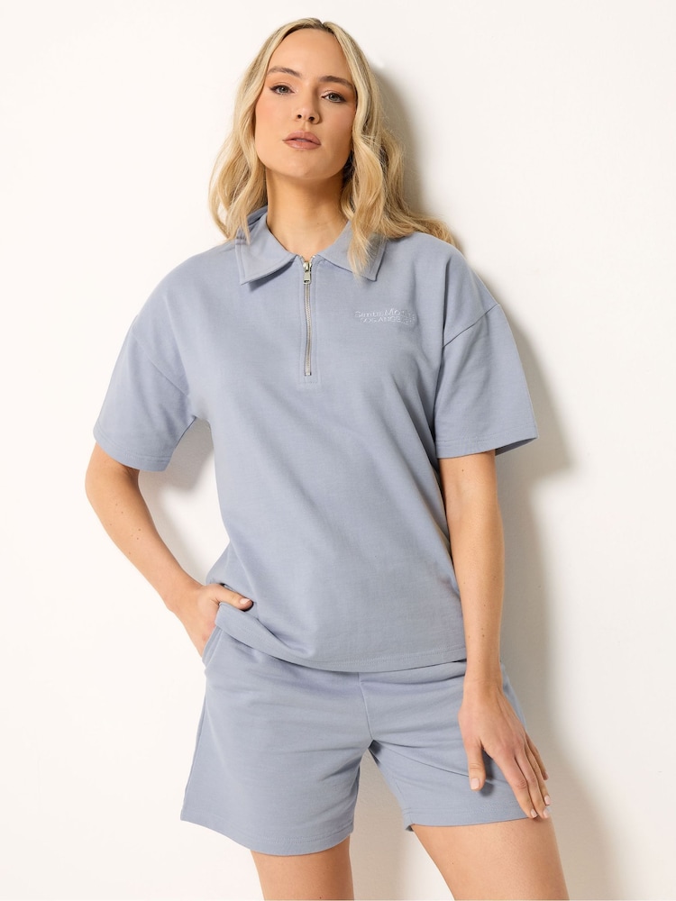 Long Tall Sally Blue Quarter Zip T-Shirt - Image 1 of 5