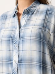 Yours Curve Blue Short Sleeve Check Shirt - Image 4 of 5