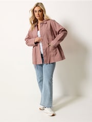 Yours Curve Pink Twill Carpenter Jacket - Image 2 of 5