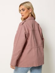 Yours Curve Pink Twill Carpenter Jacket - Image 3 of 5