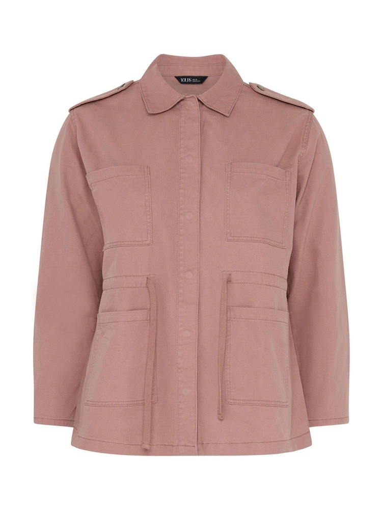 Yours Curve Pink Twill Carpenter Jacket - Image 5 of 5