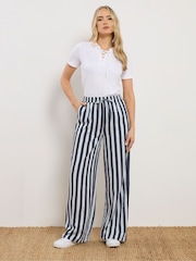 Long Tall Sally Blue Stripe Textured Wide Leg Trousers - Image 1 of 5