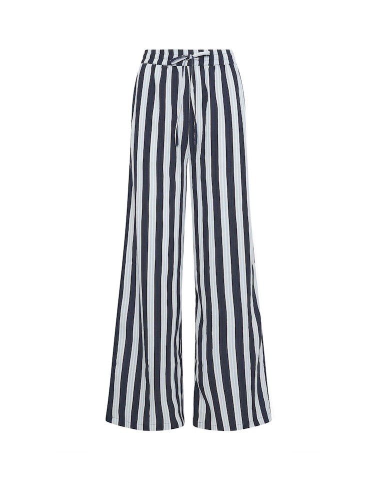 Long Tall Sally Blue Stripe Textured Wide Leg Trousers - Image 5 of 5