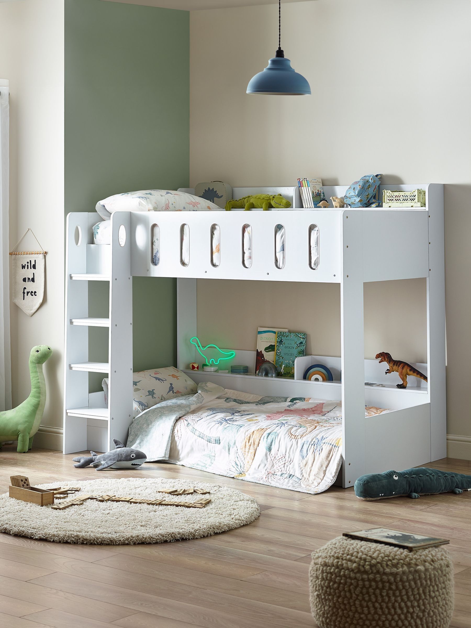 Julian Bowen Vision Bunk Bed, White Bed Frame With Shelves and Ladder For Kids and Teens - 3ft Single 167 x 132 x 195cm - Image 3