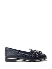 Moda in Pelle Black Eriinn Flat Tassel Loafers - Image 1 of 4