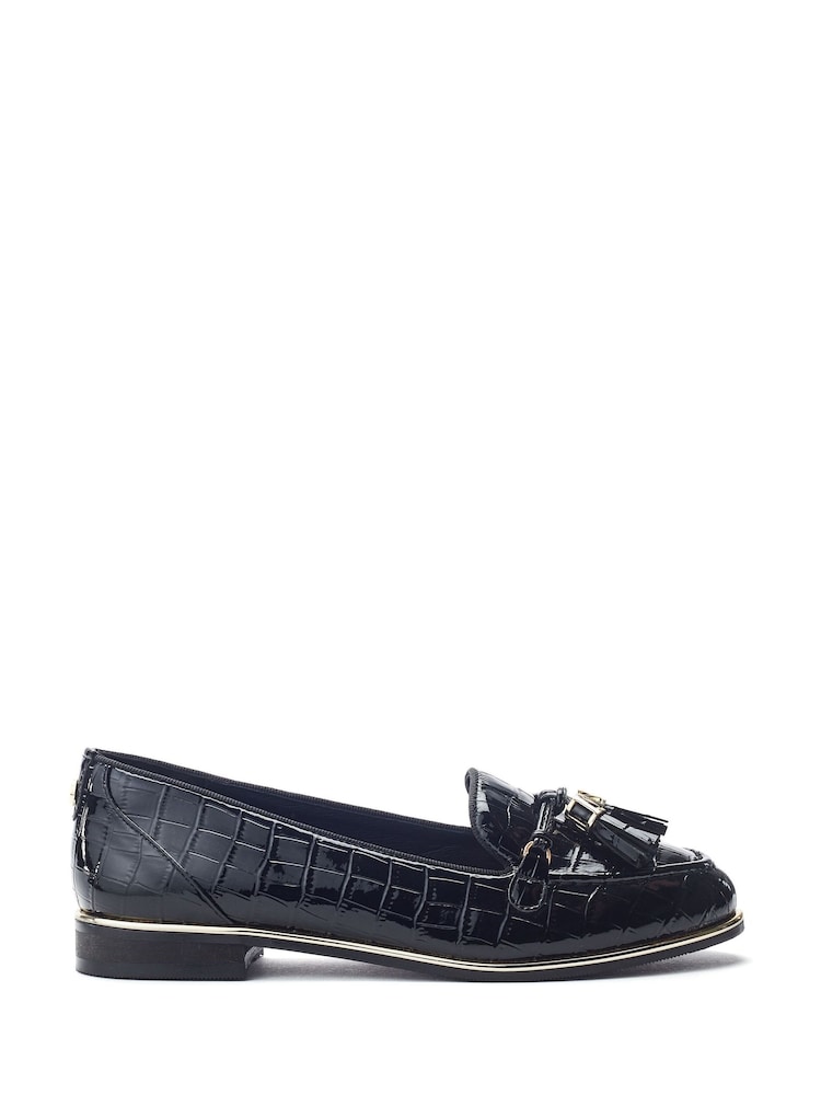Moda in Pelle Black Eriinn Flat Tassel Loafers - Image 1 of 4