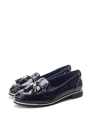 Moda in Pelle Black Eriinn Flat Tassel Loafers - Image 2 of 4