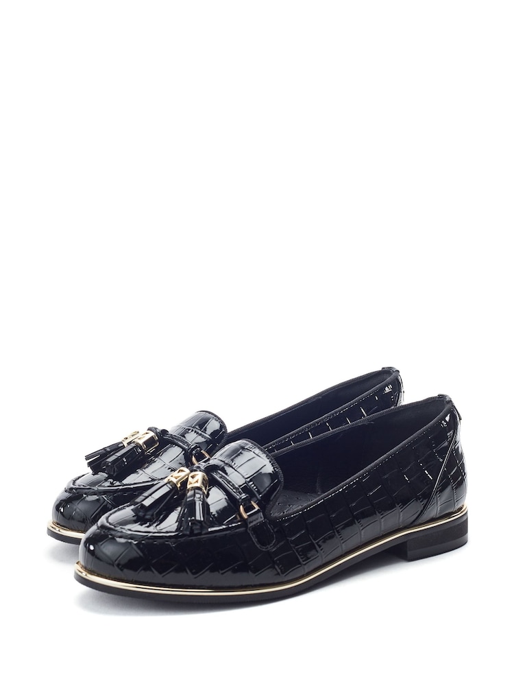 Moda in Pelle Black Eriinn Flat Tassel Loafers - Image 2 of 4