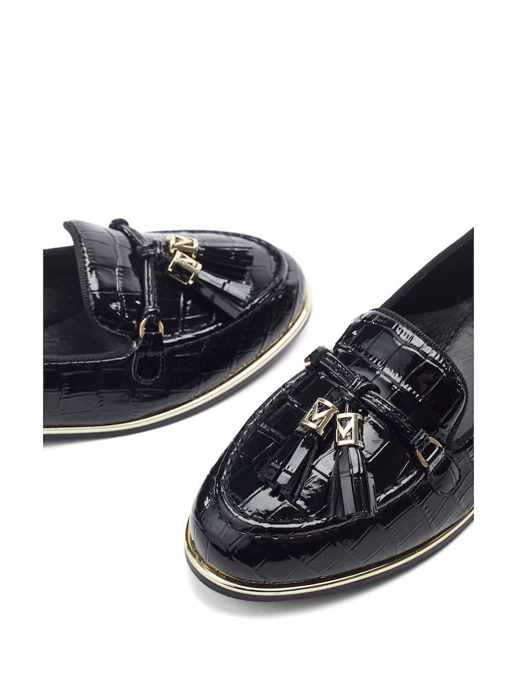 Moda in Pelle Black Eriinn Flat Tassel Loafers - Image 4 of 4