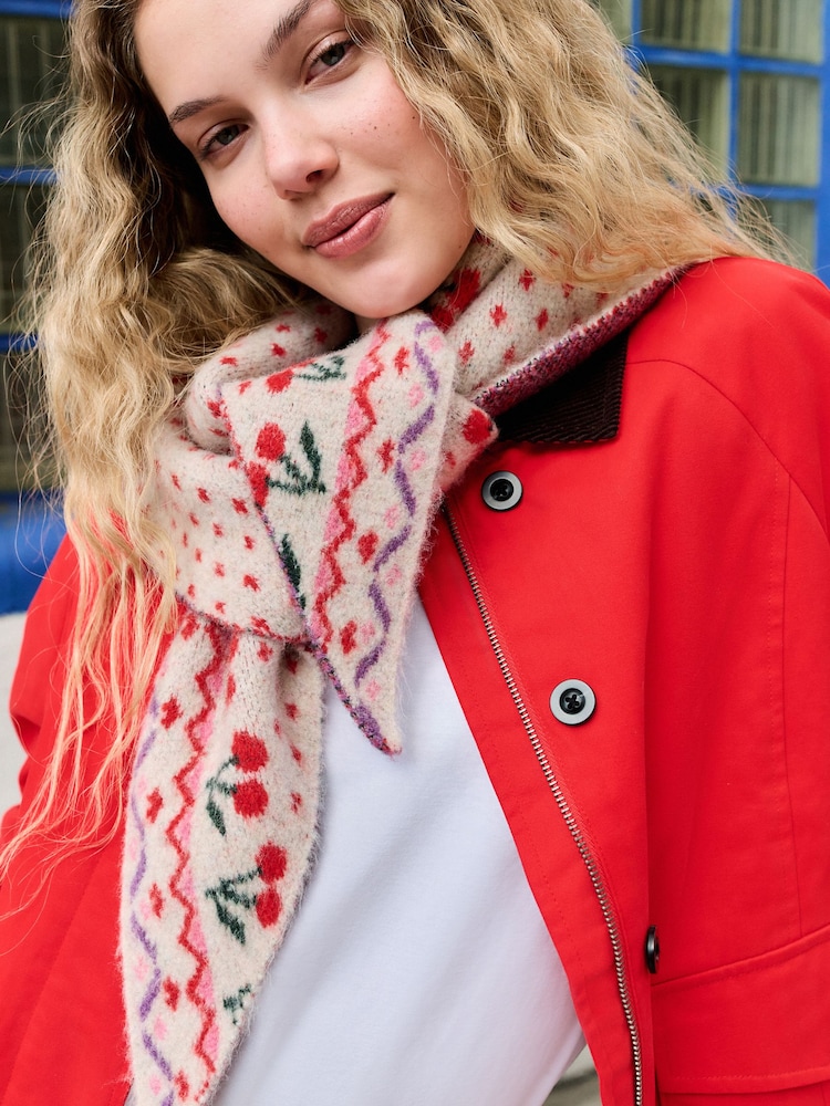 Multi Cherry Print Heavyweight Triangle Scarf - Image 2 of 7