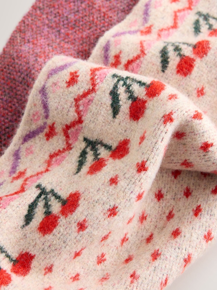 Multi Cherry Print Heavyweight Triangle Scarf - Image 7 of 7