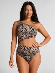 Hunkemoller Brown Amalia One Shoulder Swimsuit - Image 1 of 5