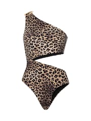 Hunkemoller Brown Amalia One Shoulder Swimsuit - Image 4 of 5